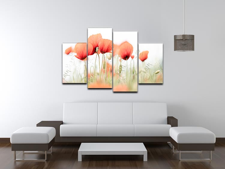 Poppies On A Summer Day 4 Split Panel Canvas - Canvas Art Rocks - 3