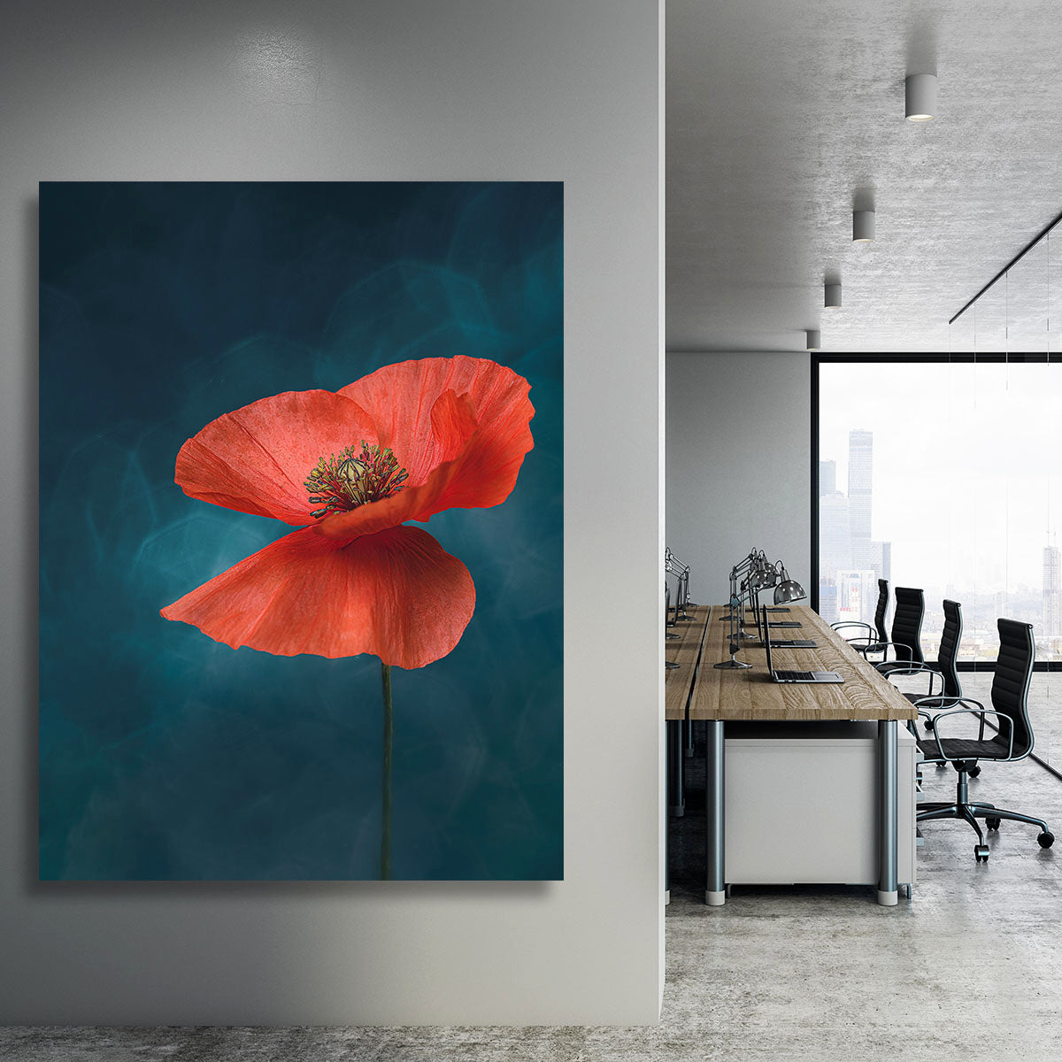A Single Red Flower Canvas Print or Poster - Canvas Art Rocks - 3