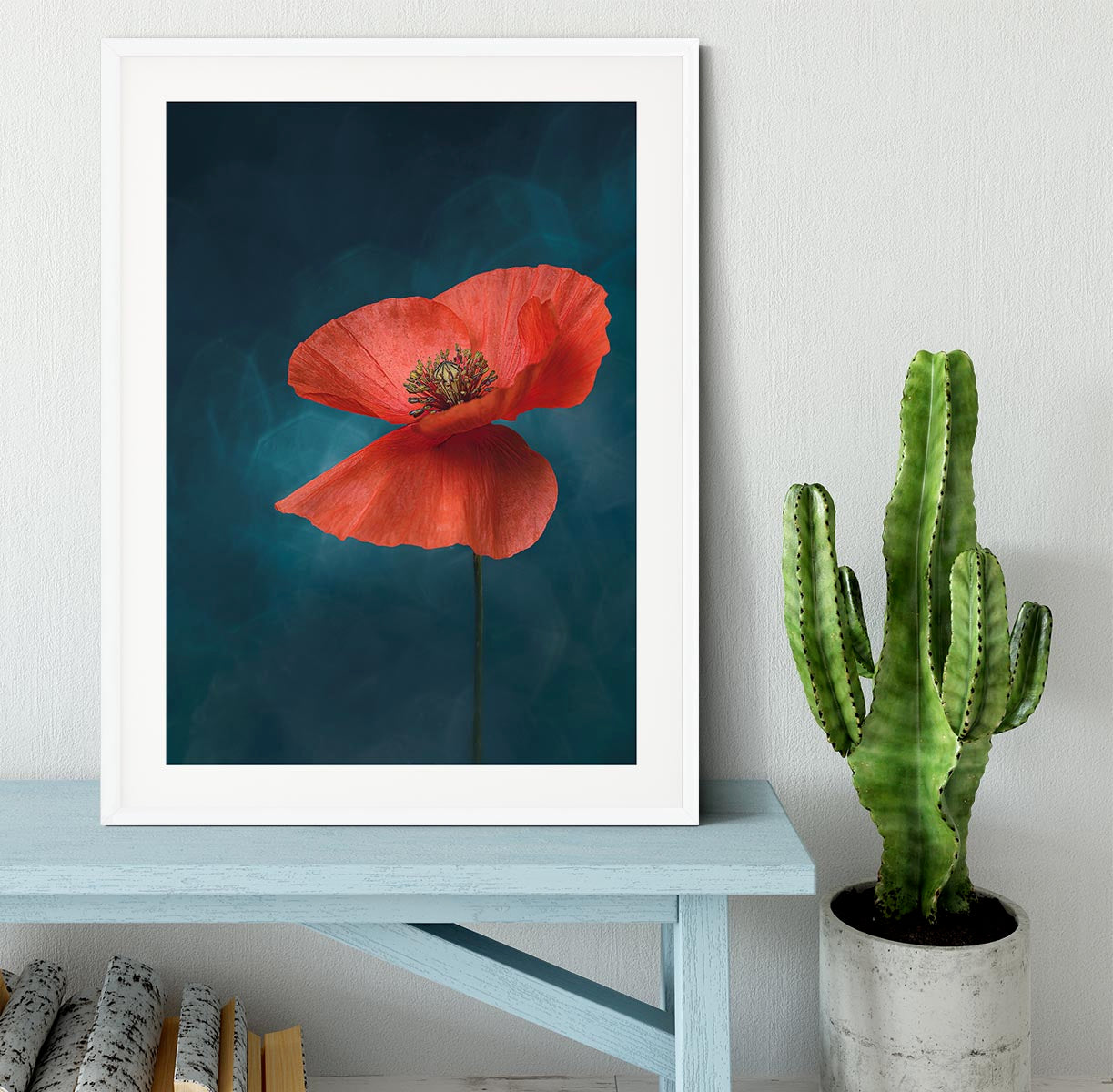 A Single Red Flower Framed Print - Canvas Art Rocks - 5