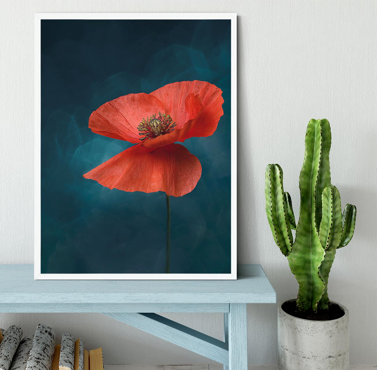 A Single Red Flower Framed Print - Canvas Art Rocks -6