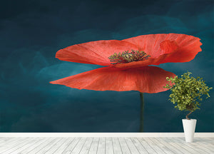 A Single Red Flower Wall Mural Wallpaper - Canvas Art Rocks - 4