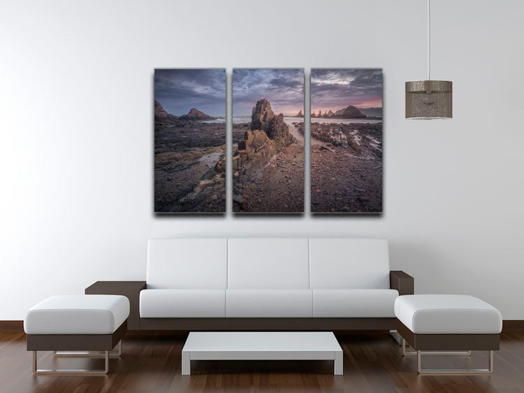 Coast in Gueirua 3 Split Panel Canvas Print - Canvas Art Rocks - 3