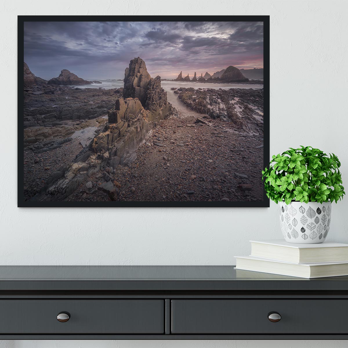 Coast in Gueirua Framed Print - Canvas Art Rocks - 2