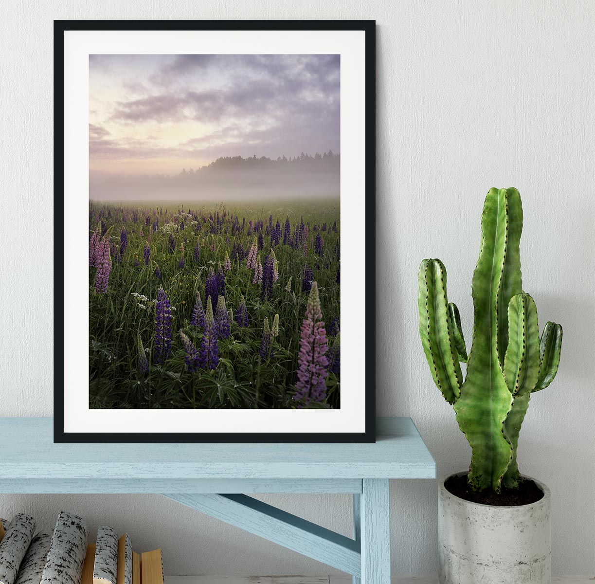 Lupines On A Foggy Day Framed Print - Canvas Art Rocks - 1