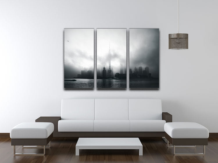 Pudong Early Morning 3 Split Panel Canvas Print - Canvas Art Rocks - 3