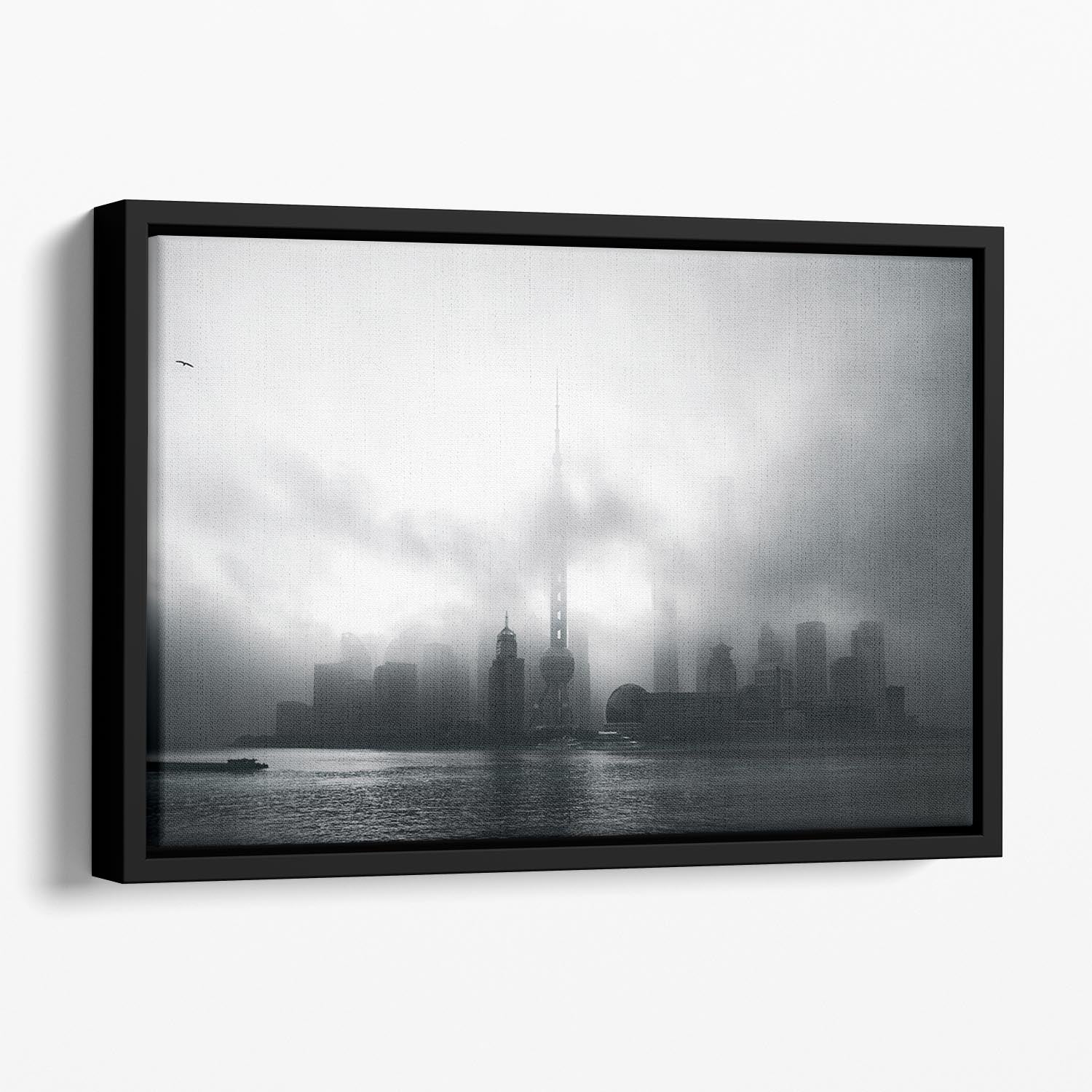 Pudong Early Morning Floating Framed Canvas - Canvas Art Rocks - 1