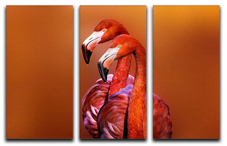 Flamingo Portrait 3 Split Panel Canvas Print - Canvas Art Rocks - 1