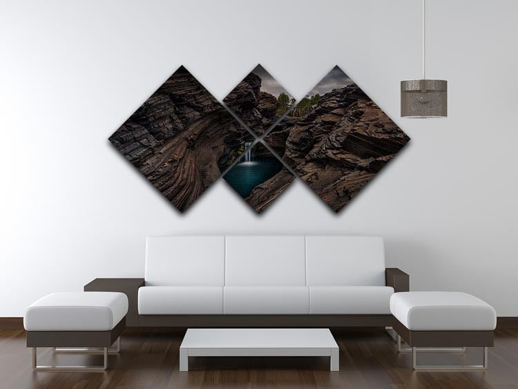 Karijini National Park Waterfall 4 Square Multi Panel Canvas - Canvas Art Rocks - 3