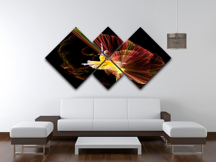 Dancer With Light 4 Square Multi Panel Canvas - Canvas Art Rocks - 3