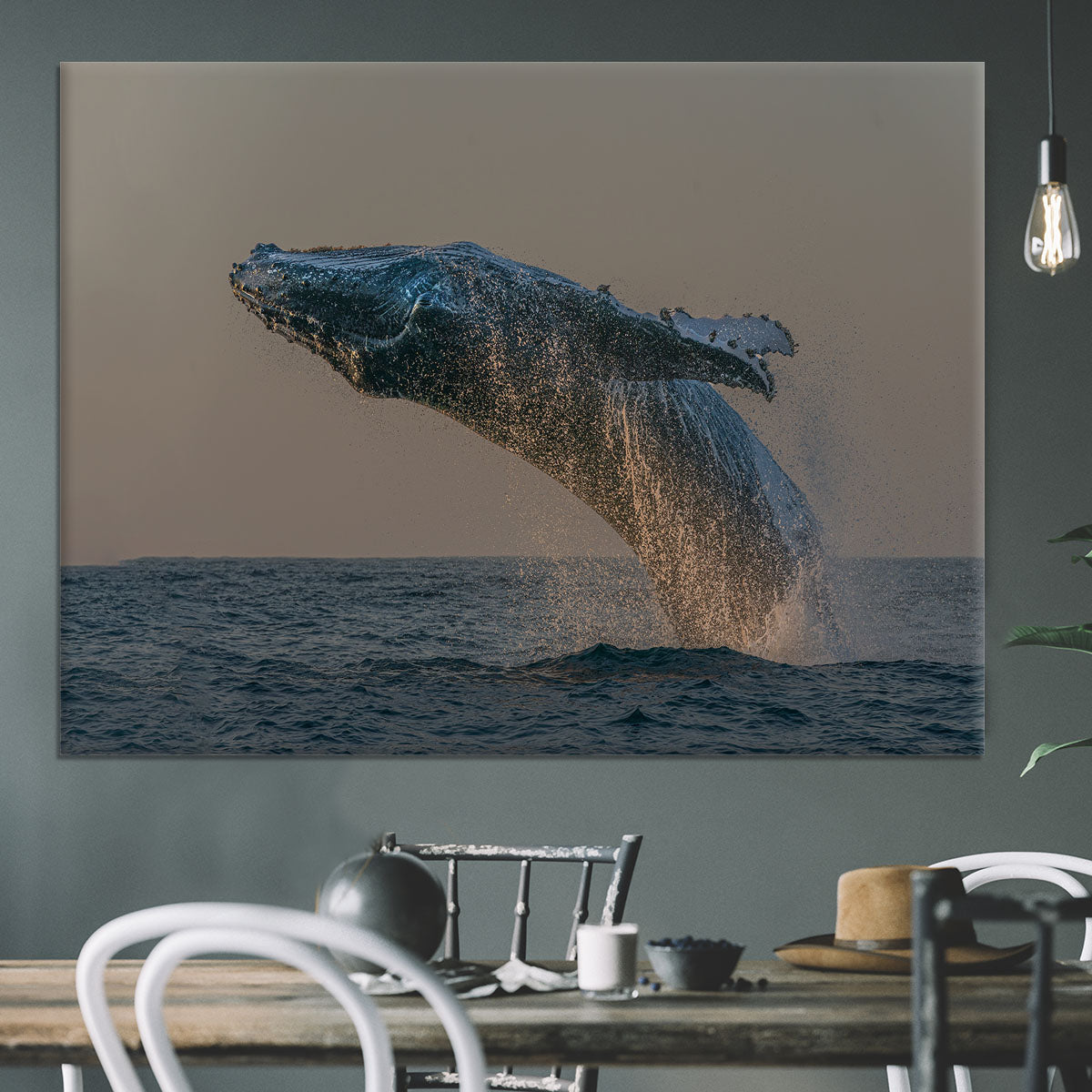 Whale Fliiping Out The Ocean Canvas Print or Poster - Canvas Art Rocks - 3