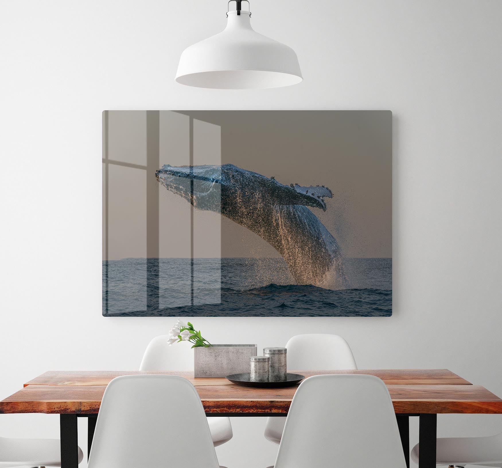 Whale Fliiping Out The Ocean HD Metal Print - Canvas Art Rocks - 2