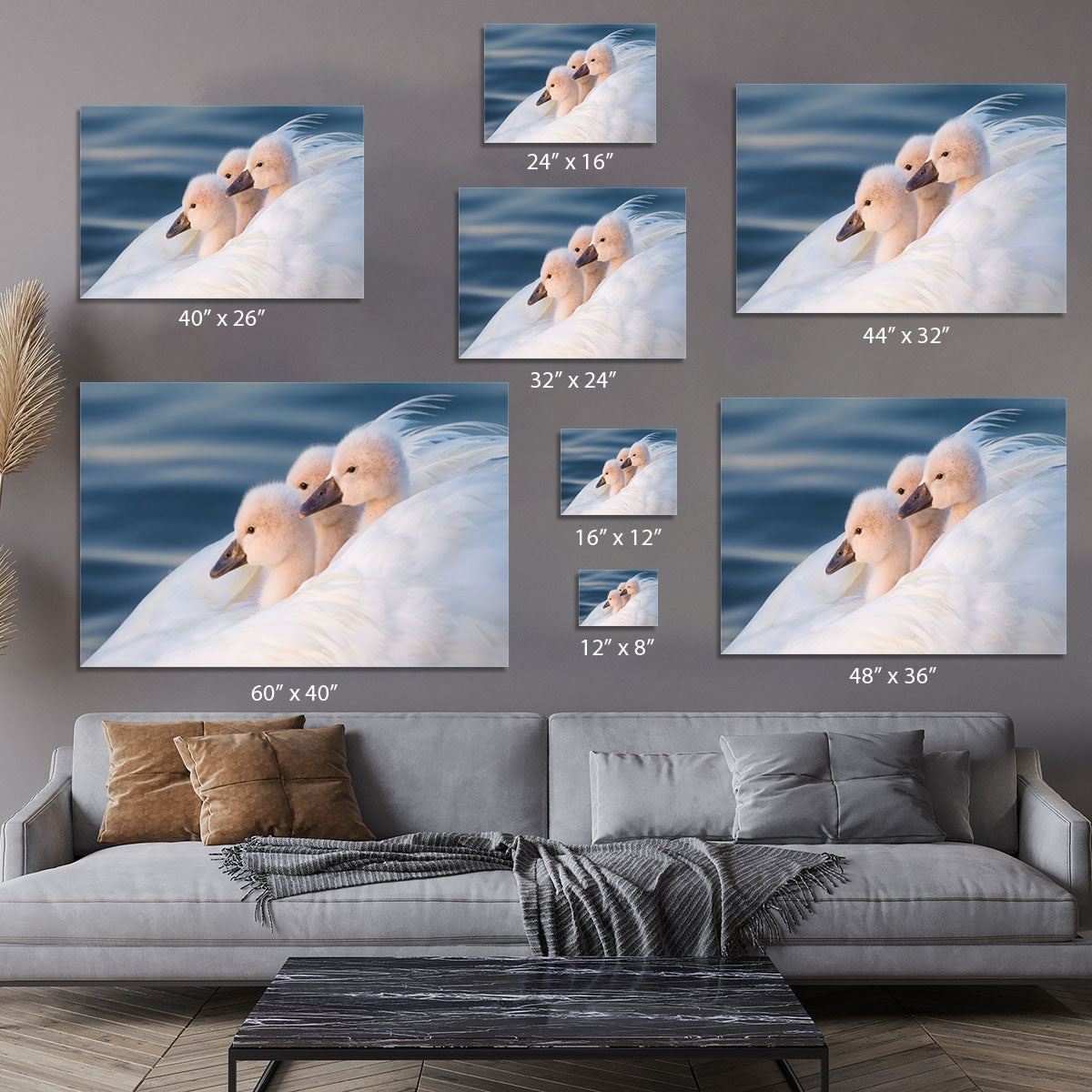 Three White Swans Canvas Print or Poster - Canvas Art Rocks - 7