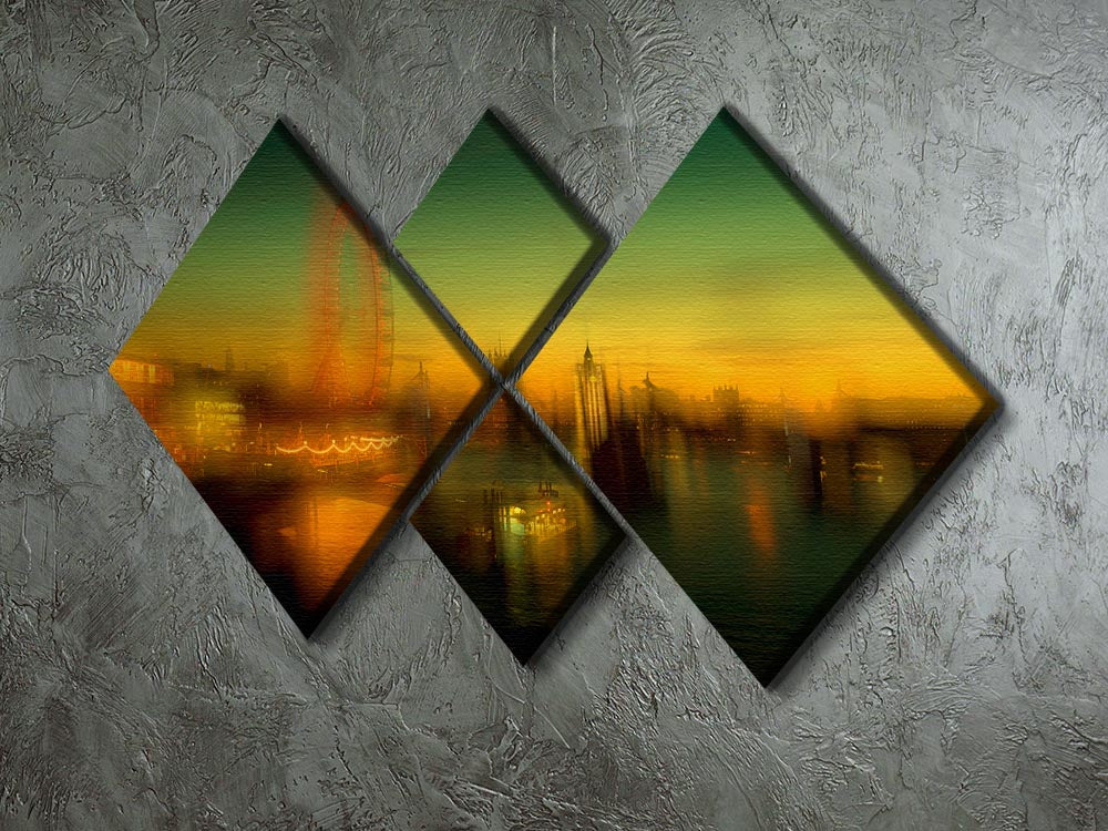 London at Dusk 4 Square Multi Panel Canvas - Canvas Art Rocks - 2