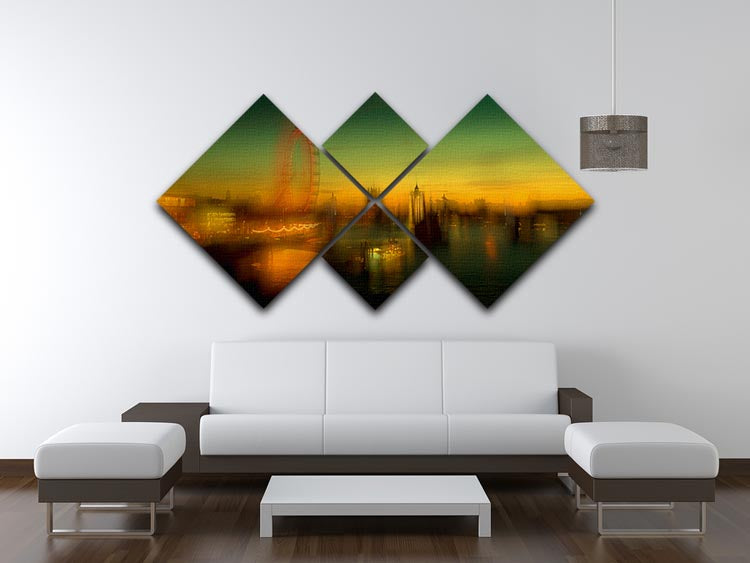 London at Dusk 4 Square Multi Panel Canvas - Canvas Art Rocks - 3