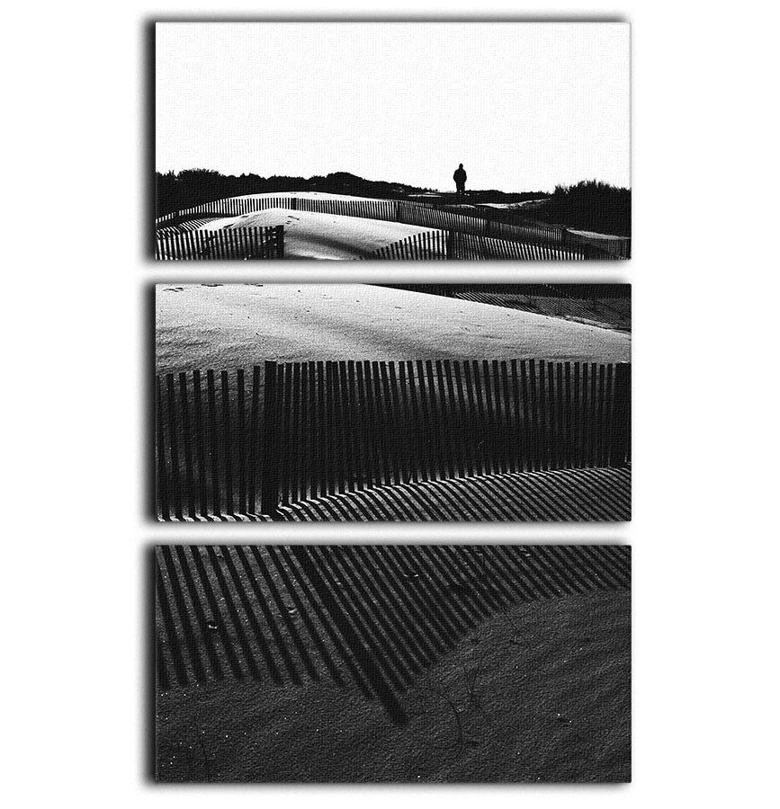 Greyscale Man On Beach 3 Split Panel Canvas Print - Canvas Art Rocks - 1