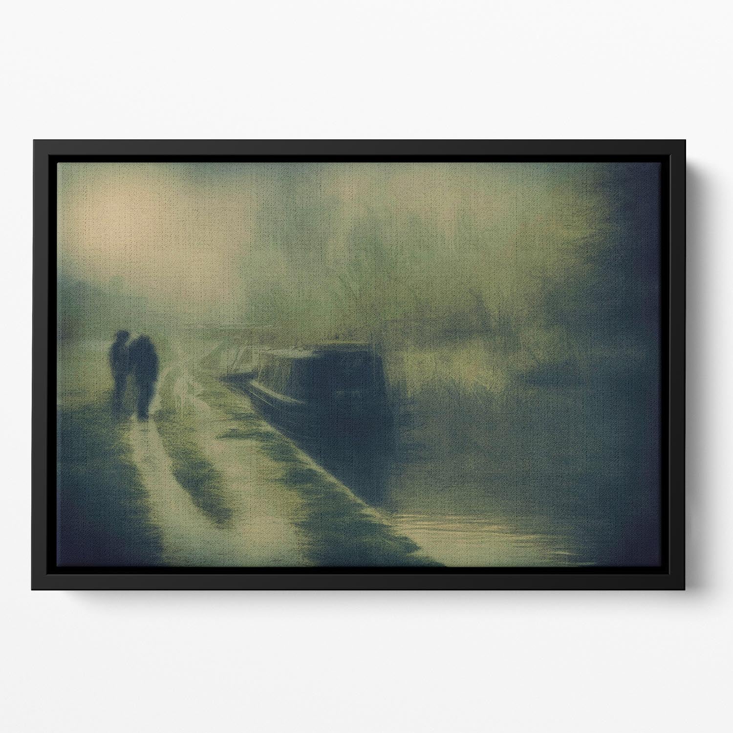 Silhouettes At The Canal Floating Framed Canvas - Canvas Art Rocks - 2