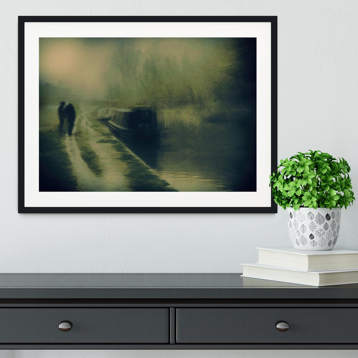 Silhouettes At The Canal Framed Print - Canvas Art Rocks - 1