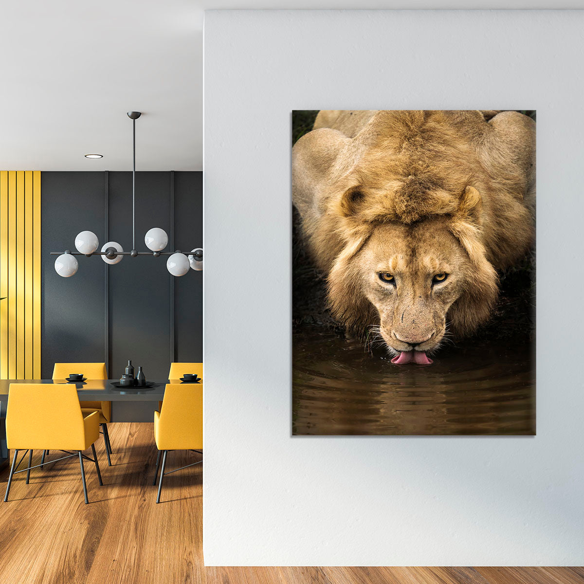 A Thirsty Lion Canvas Print or Poster - Canvas Art Rocks - 4