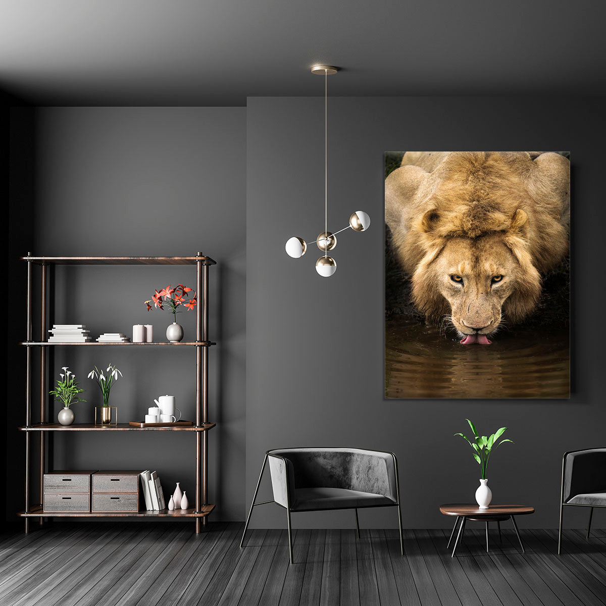 A Thirsty Lion Canvas Print or Poster - Canvas Art Rocks - 5