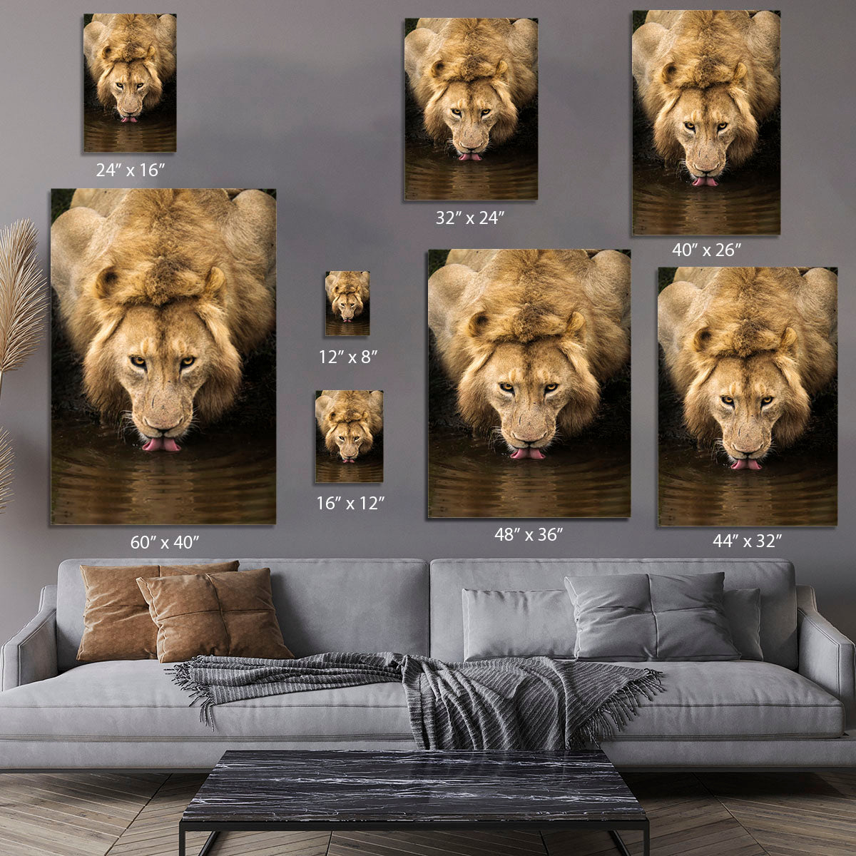 A Thirsty Lion Canvas Print or Poster - Canvas Art Rocks - 7