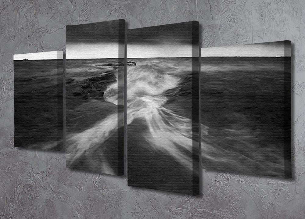 Coastline In Greyscale 4 Split Panel Canvas - Canvas Art Rocks - 2