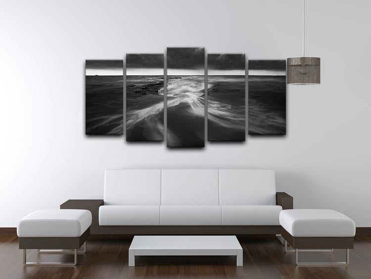 Coastline In Greyscale 5 Split Panel Canvas - Canvas Art Rocks - 3