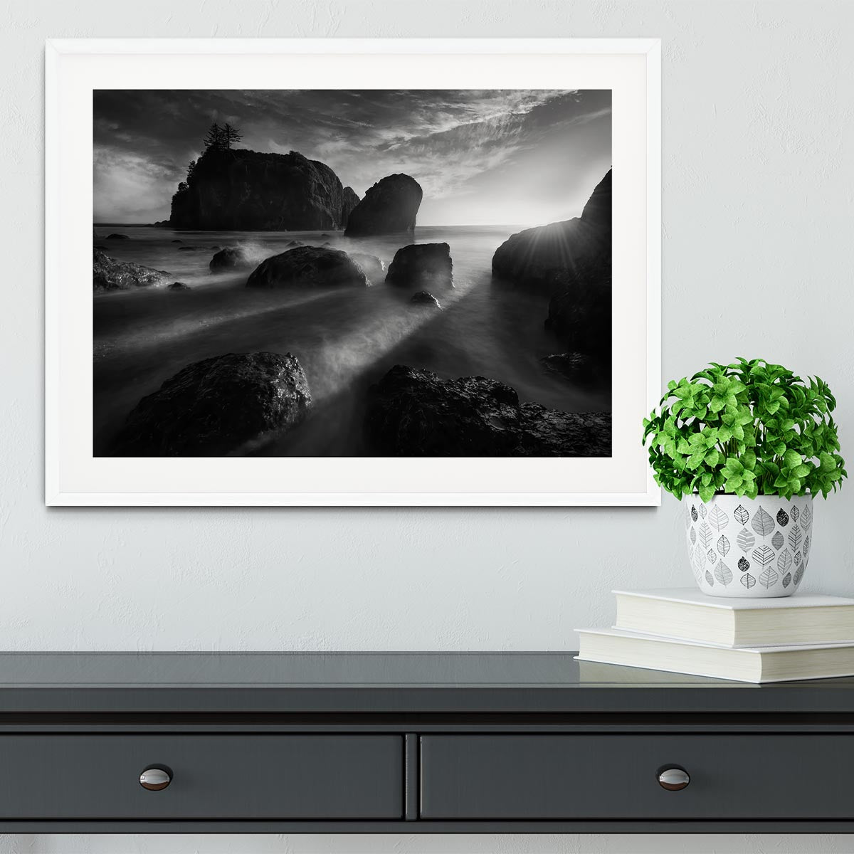 Sunbeams At The Coast Framed Print - Canvas Art Rocks - 5