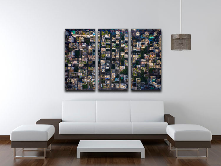 City Rooftops 3 Split Panel Canvas Print - Canvas Art Rocks - 3