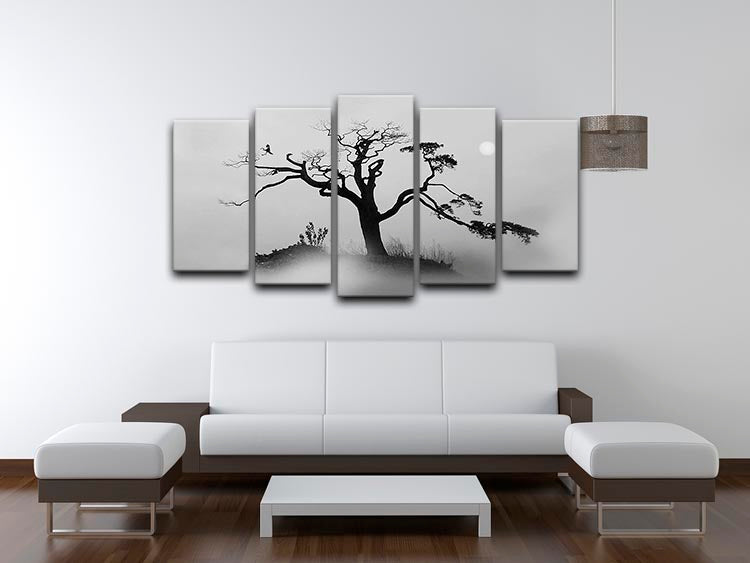 Pine tree In The Fog 5 Split Panel Canvas - Canvas Art Rocks - 3