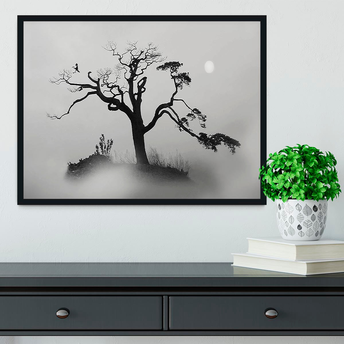 Pine tree In The Fog Framed Print - Canvas Art Rocks - 2