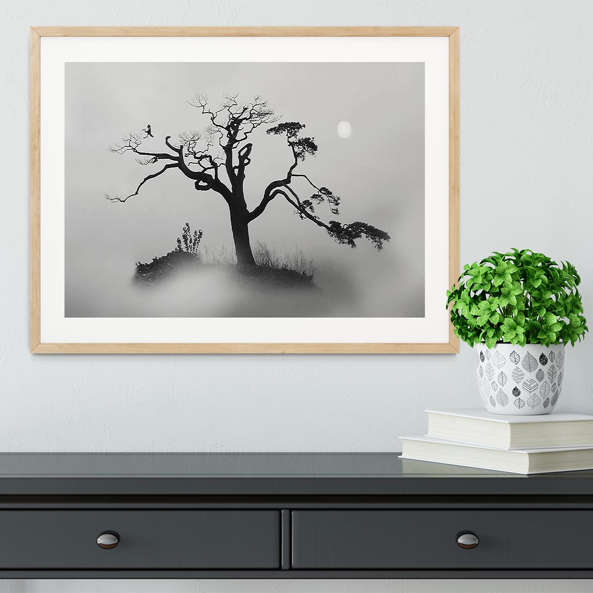 Pine tree In The Fog Framed Print - Canvas Art Rocks - 3