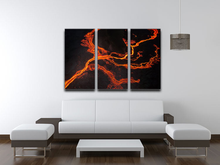 Lava River Abstract 3 Split Panel Canvas Print - Canvas Art Rocks - 3