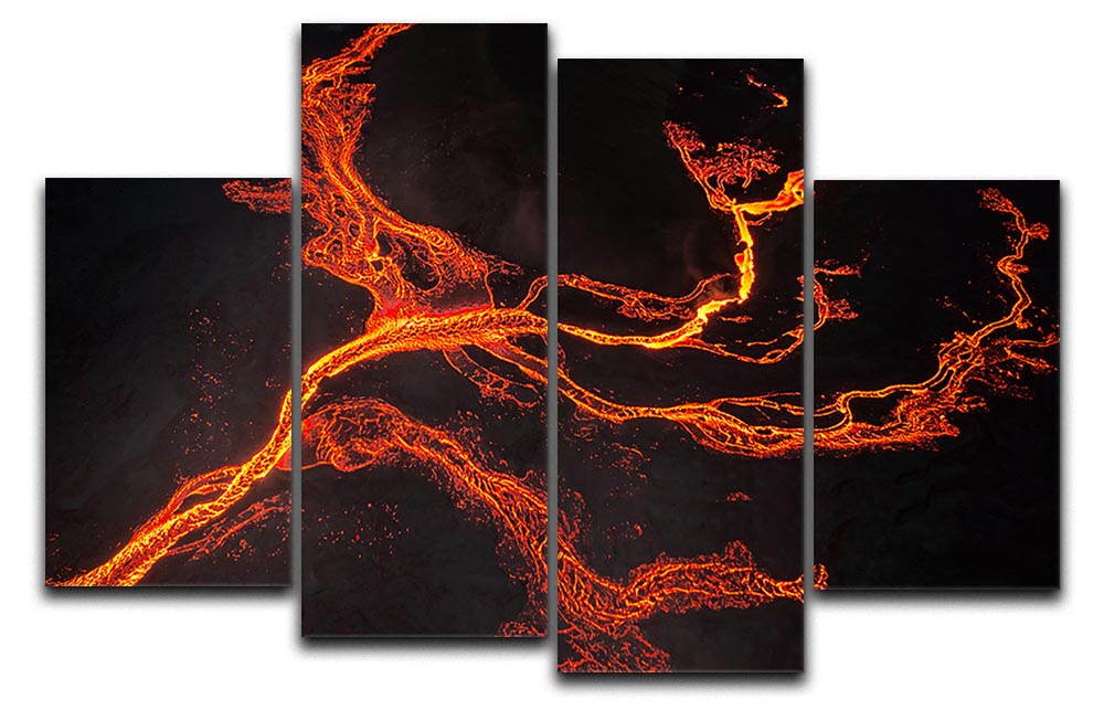 Lava River Abstract 4 Split Panel Canvas - Canvas Art Rocks - 1