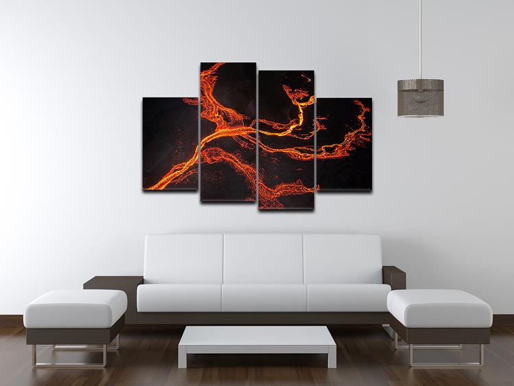 Lava River Abstract 4 Split Panel Canvas - Canvas Art Rocks - 3