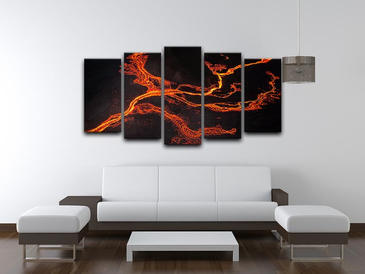 Lava River Abstract 5 Split Panel Canvas - Canvas Art Rocks - 3