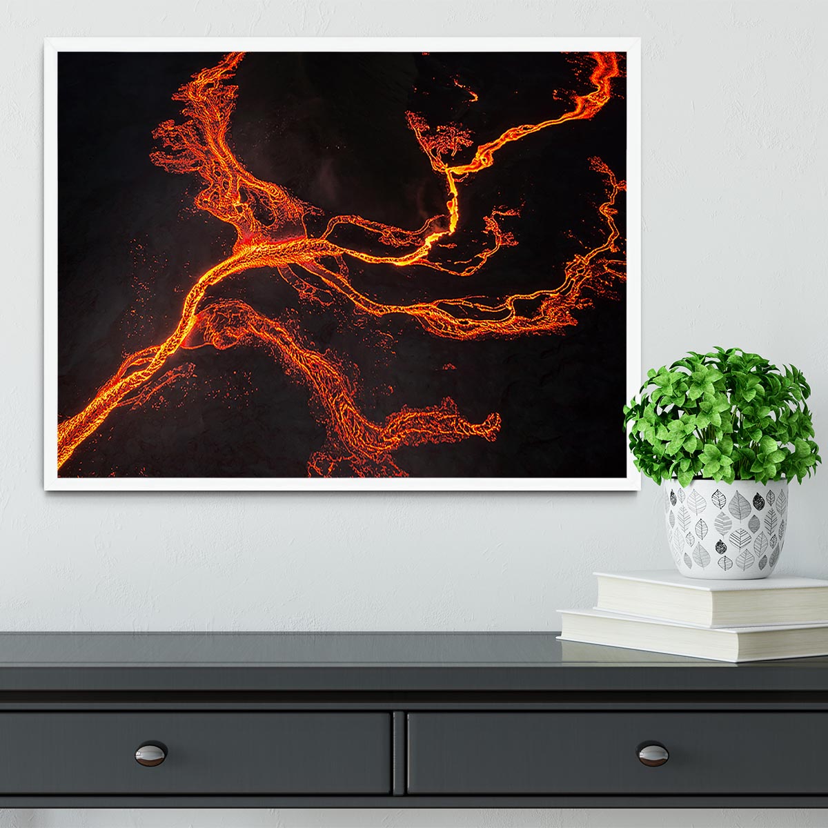 Lava River Abstract Framed Print - Canvas Art Rocks -6