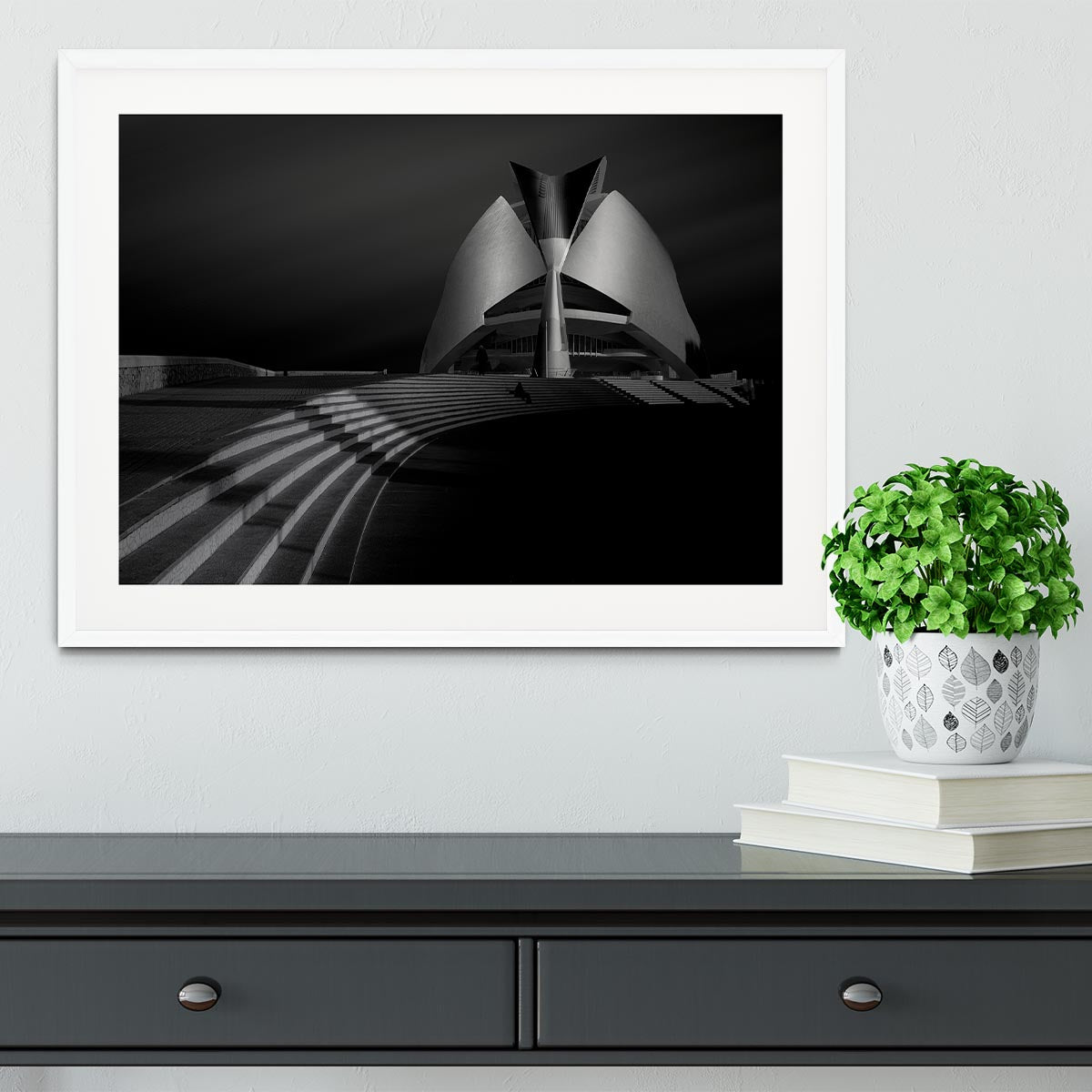 Monument With Stairs At Night Framed Print - Canvas Art Rocks - 5