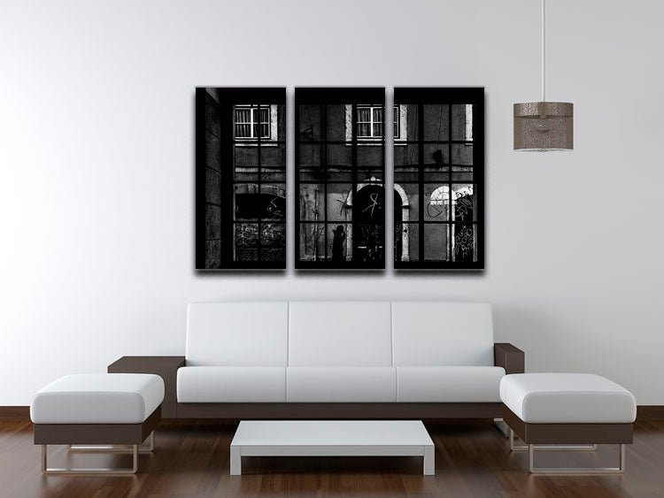 Barred Graffiti House 3 Split Panel Canvas Print - Canvas Art Rocks - 3