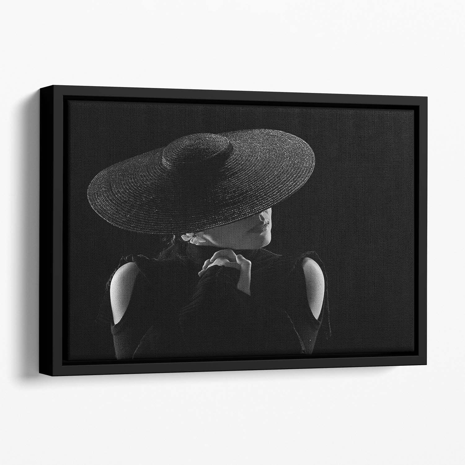 A Woman In A Hate Floating Framed Canvas - Canvas Art Rocks - 1