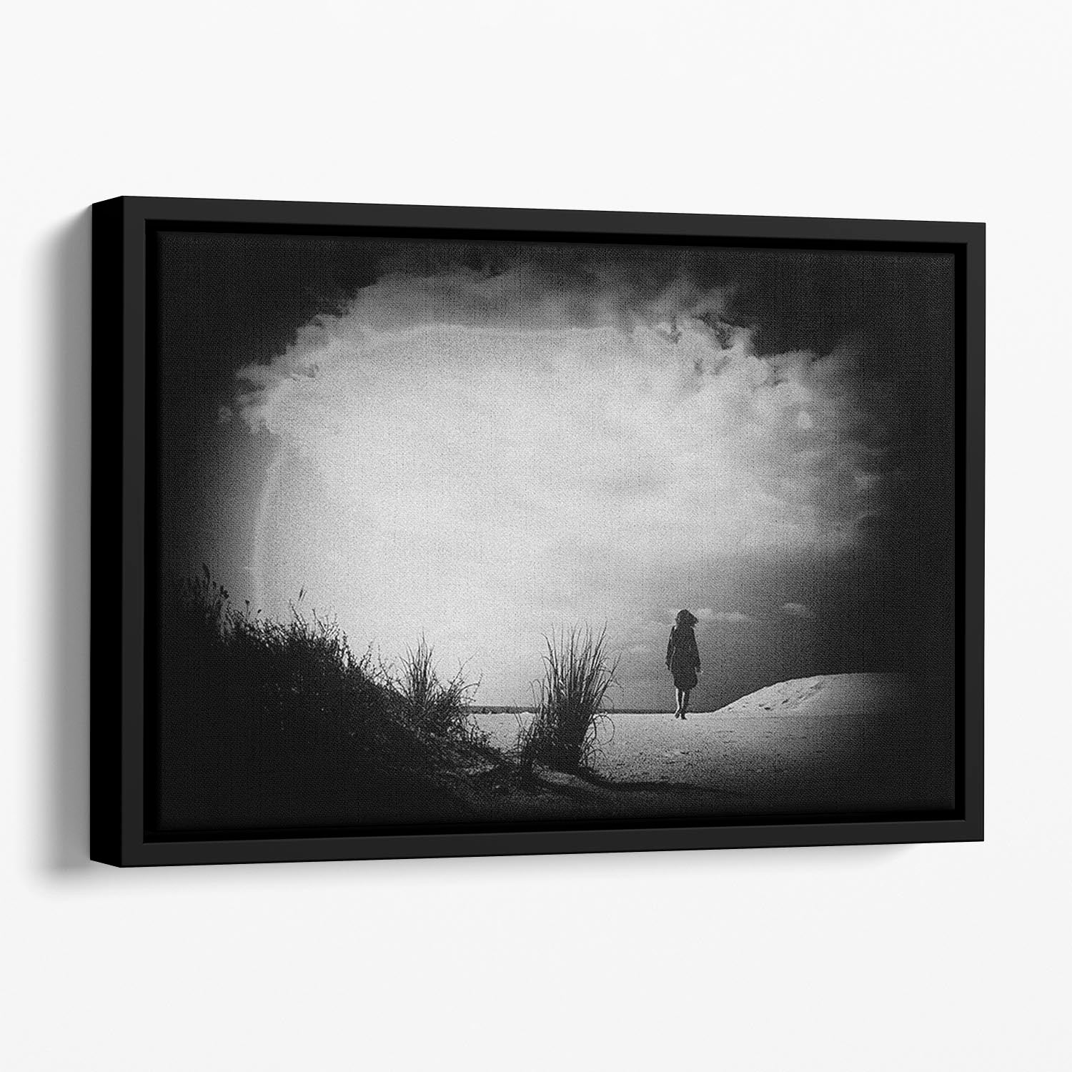 Girl On The Beach Floating Framed Canvas - Canvas Art Rocks - 1