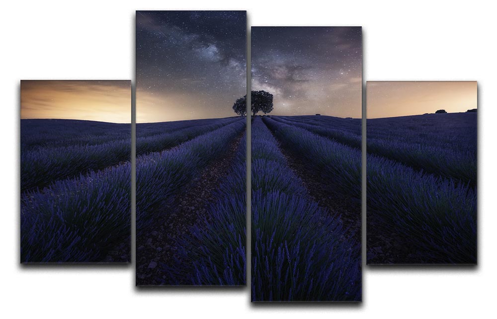 Starry Night on A Lavendar Field 4 Split Panel Canvas - Canvas Art Rocks - 1