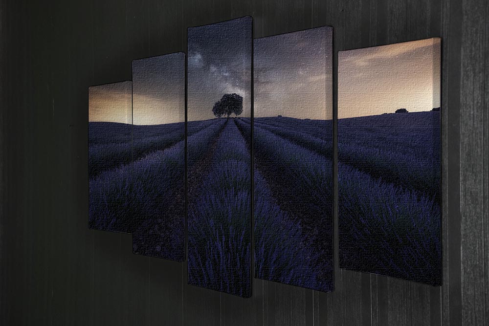 Starry Night on A Lavendar Field 5 Split Panel Canvas - Canvas Art Rocks - 2