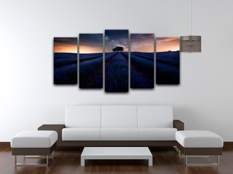 Starry Night on A Lavendar Field 5 Split Panel Canvas - Canvas Art Rocks - 3