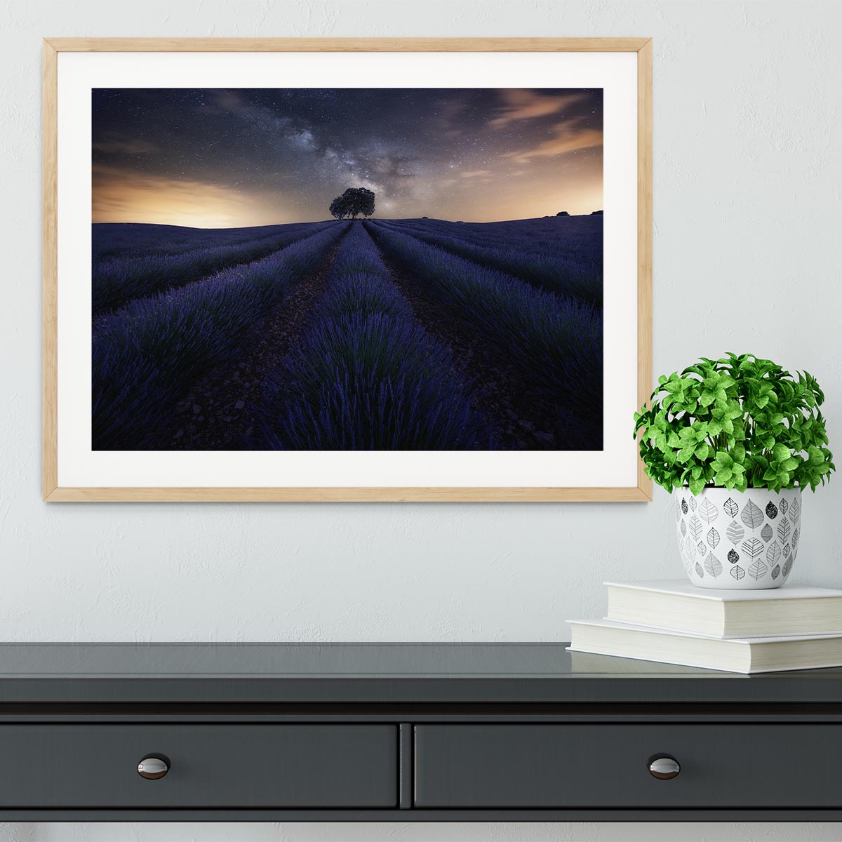 Starry Night on A Lavendar Field Framed Print - Canvas Art Rocks - 3