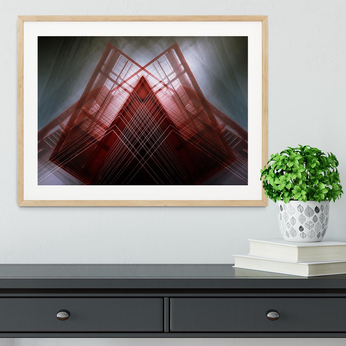 Red Geometric Design Framed Print - Canvas Art Rocks - 3