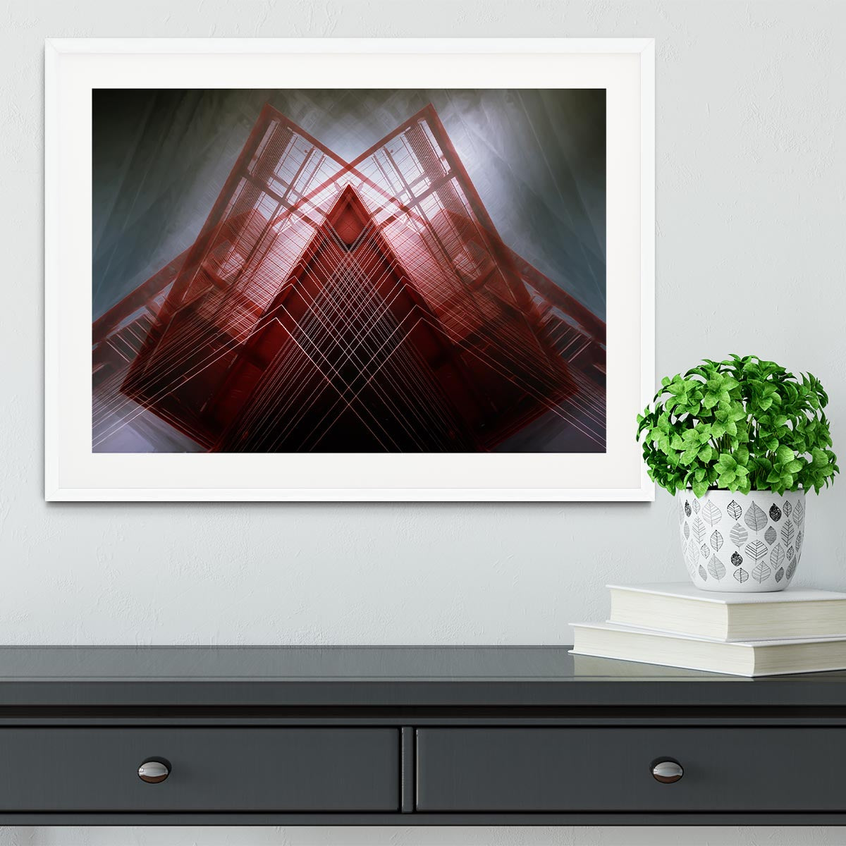 Red Geometric Design Framed Print - Canvas Art Rocks - 5