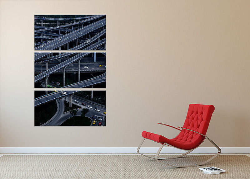 Overlapping Motorway 3 Split Panel Canvas Print - Canvas Art Rocks - 2