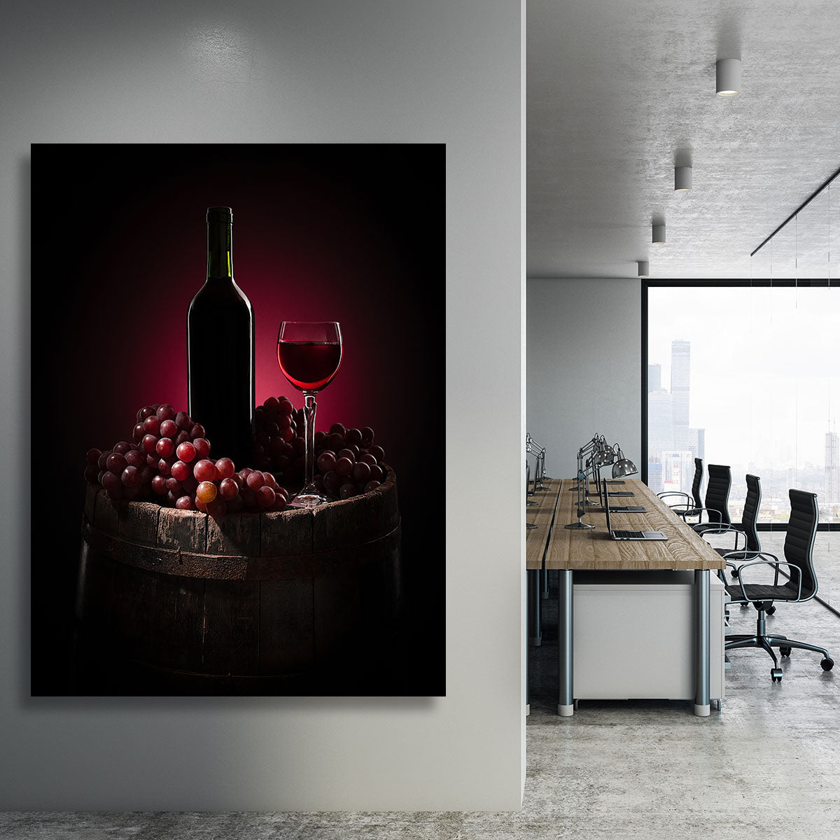 Red Wine With Grapes Canvas Print or Poster - Canvas Art Rocks - 3