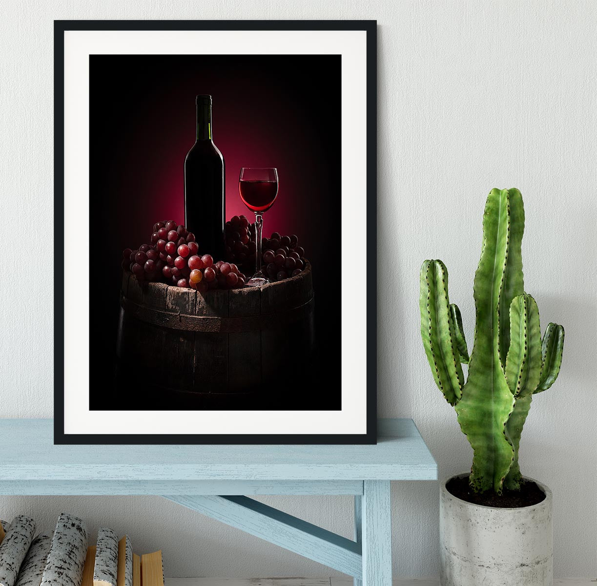 Red Wine With Grapes Framed Print - Canvas Art Rocks - 1