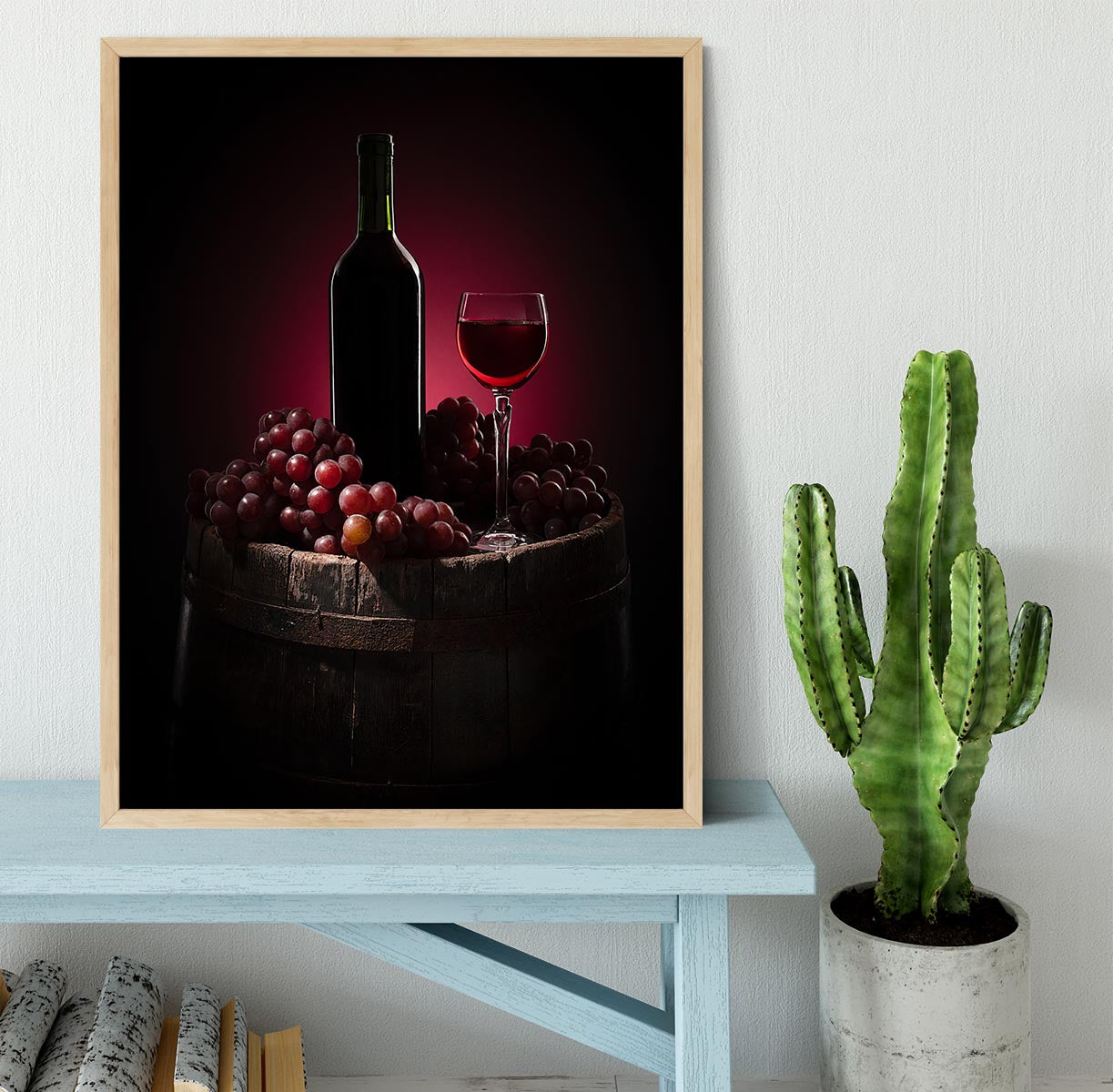 Red Wine With Grapes Framed Print - Canvas Art Rocks - 4